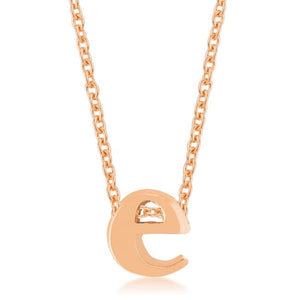 Rose Gold Finish Initial E Pendant - Jewelry Xoxo