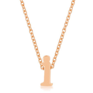 Rose Gold Finish Initial I Pendant - Jewelry Xoxo