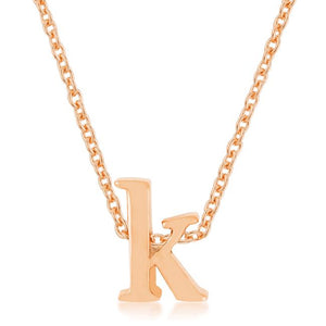 Rose Gold Finish Initial K Pendant - Jewelry Xoxo