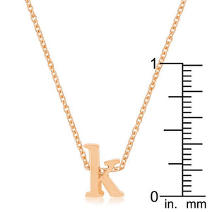 Rose Gold Finish Initial K Pendant - Jewelry Xoxo