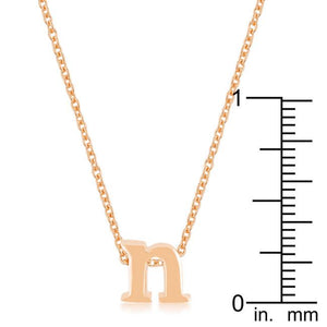 Rose Gold Finish Initial N Pendant - Jewelry Xoxo