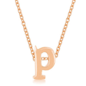 Rose Gold Finish Initial P Pendant - Jewelry Xoxo