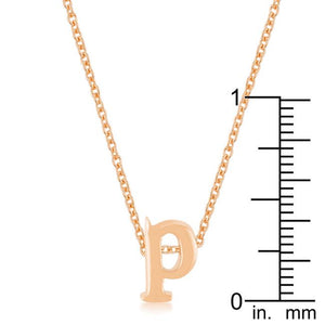 Rose Gold Finish Initial P Pendant - Jewelry Xoxo