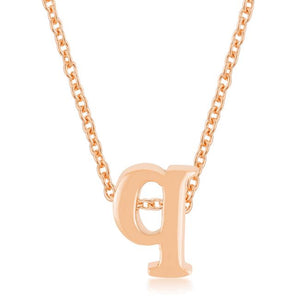 Rose Gold Finish Intiial Q Pendant - Jewelry Xoxo