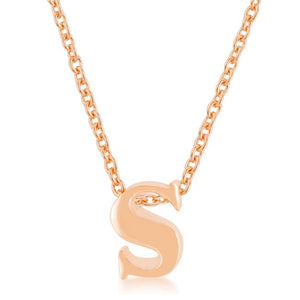 Rose Gold Finish Initial S Pendant - Jewelry Xoxo