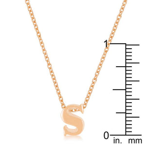 Rose Gold Finish Initial S Pendant - Jewelry Xoxo