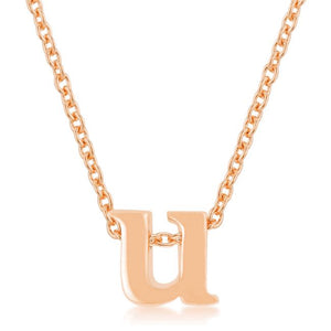 Rosegold Finish Initial U Pendant - Jewelry Xoxo