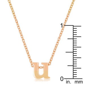 Rosegold Finish Initial U Pendant - Jewelry Xoxo