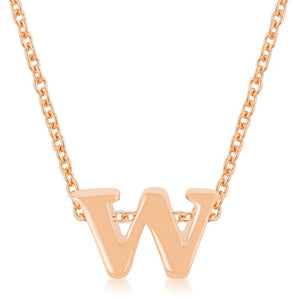 Rose Gold Finish Initial W Pendant - Jewelry Xoxo