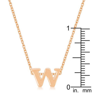 Rose Gold Finish Initial W Pendant - Jewelry Xoxo