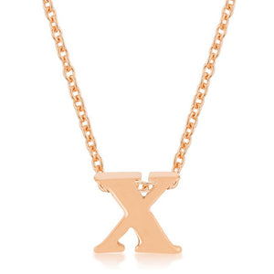 Rose Gold Finish Initial X Pendant - Jewelry Xoxo