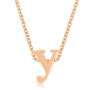 Rose Gold Finish Initial Y Pendant - Jewelry Xoxo