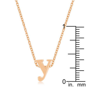 Rose Gold Finish Initial Y Pendant - Jewelry Xoxo