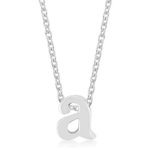 Rhodium Plated Finish Initial A Pendant - Jewelry Xoxo