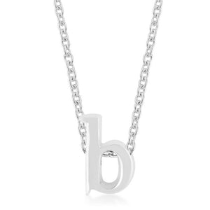 Rhodium Plated Finish Initial B Pendant - Jewelry Xoxo