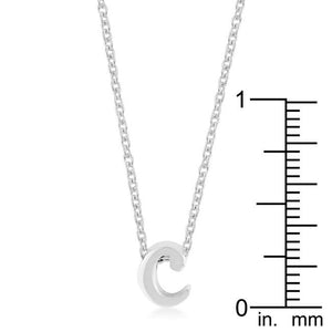 Rhodium Plated Finish Initial C Pendant - Jewelry Xoxo