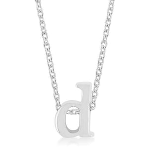 Rhodium Plated Finish Initial D Pendant - Jewelry Xoxo