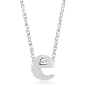 Rhodium Plated Finish Initial E Pendant - Jewelry Xoxo