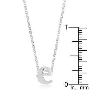 Rhodium Plated Finish Initial E Pendant - Jewelry Xoxo