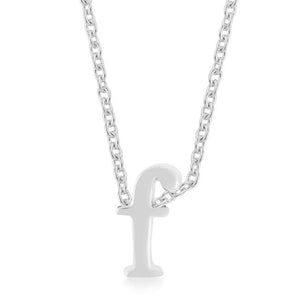 Rhodium Plated Finish Initial F Pendant - Jewelry Xoxo