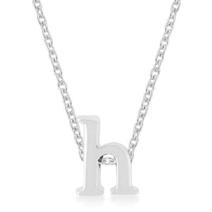 Rhodium Plated Finish Initial H Pendant - Jewelry Xoxo