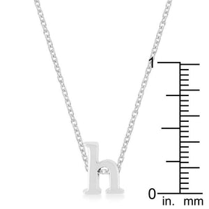 Rhodium Plated Finish Initial H Pendant - Jewelry Xoxo