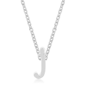Rhodium Plated Finish Initial J Pendant - Jewelry Xoxo