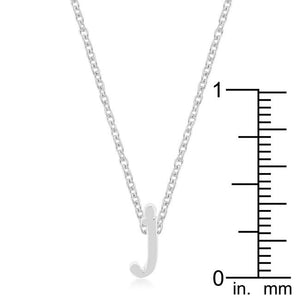 Rhodium Plated Finish Initial J Pendant - Jewelry Xoxo