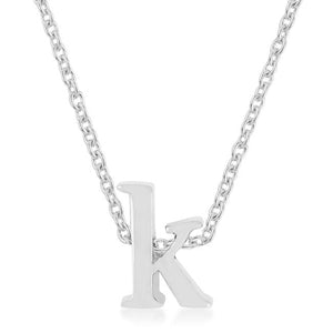 Rhodium Plated Finish Initial K Pendant - Jewelry Xoxo