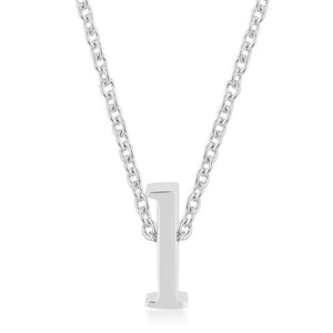 Rhodium Plated Finish Initial L Pendant - Jewelry Xoxo