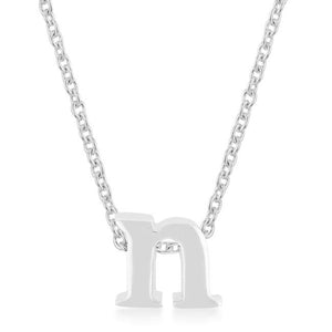 Rhodium Plated Finish Initial N Pendant - Jewelry Xoxo