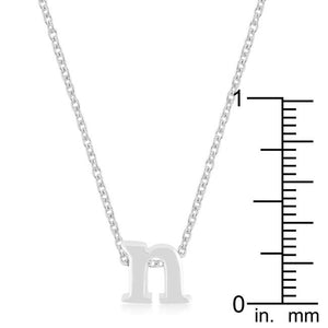 Rhodium Plated Finish Initial N Pendant - Jewelry Xoxo