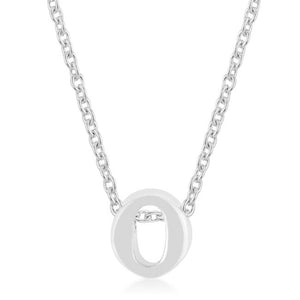 Rhodium Plated Finish Initial O Pendant - Jewelry Xoxo