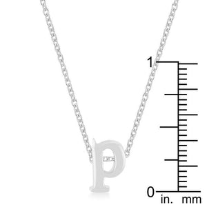 Rhodium Plated Finish Initial P Pendant - Jewelry Xoxo