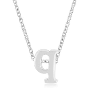 Rhodium Plated Finish Initial Q Pendant - Jewelry Xoxo