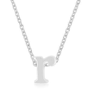 Rhodium Plated Finish Initial R Pendant - Jewelry Xoxo