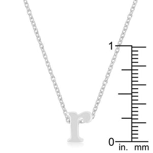 Rhodium Plated Finish Initial R Pendant - Jewelry Xoxo