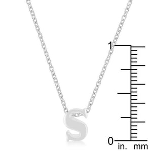 Rhodium Plated Finish Initial S Pendant - Jewelry Xoxo