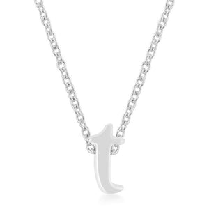 Rhodium Plated Finish Initial T Pendant - Jewelry Xoxo