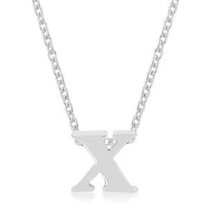 Rhodium Plated Finish Initial X Pendant - Jewelry Xoxo