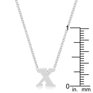 Rhodium Plated Finish Initial X Pendant - Jewelry Xoxo