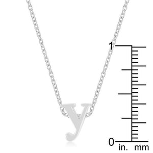 Rhodium Plated Finish Initial Y Pendant - Jewelry Xoxo