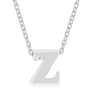 Rhodium Plated Finish Initial Z Pendant - Jewelry Xoxo