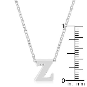 Rhodium Plated Finish Initial Z Pendant - Jewelry Xoxo