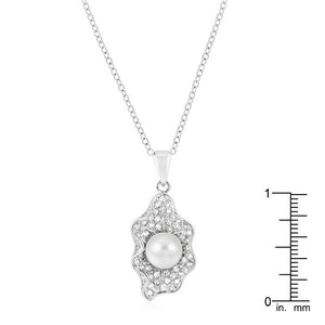 Rhodium Plated Oyster Pendant - Jewelry Xoxo