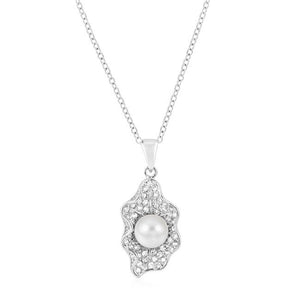 Rhodium Plated Oyster Pendant - Jewelry Xoxo