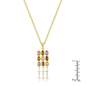 Goldtone Oval CZ Crest Pendant - Jewelry Xoxo