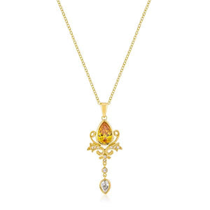 Golden Elegant Teardrop Crest Pendant - Jewelry Xoxo