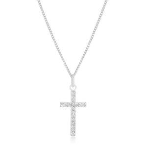 Simple Rhodium Plated Cross Pendant - Jewelry Xoxo