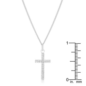 Simple Rhodium Plated Cross Pendant - Jewelry Xoxo